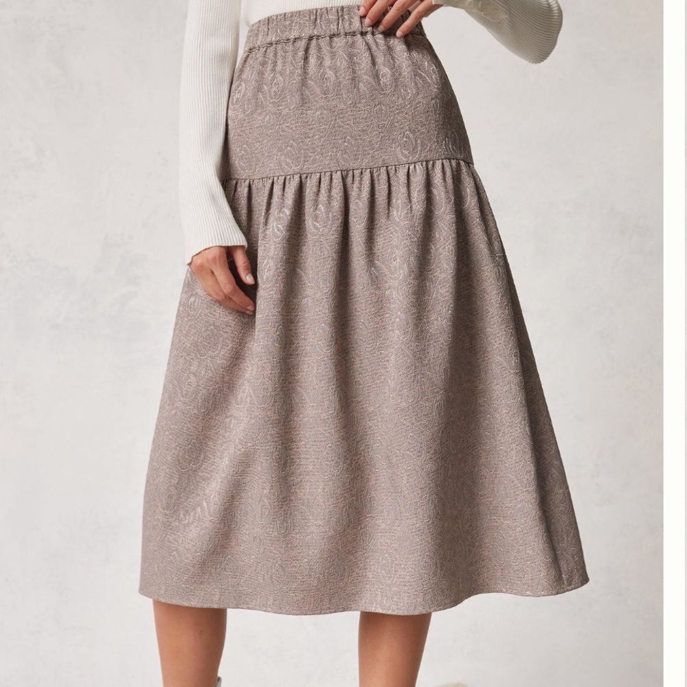 NWT Anthropologie Jacquard A-Line Midi Skirt. Size medium. Size medium. - Picture 3 of 8